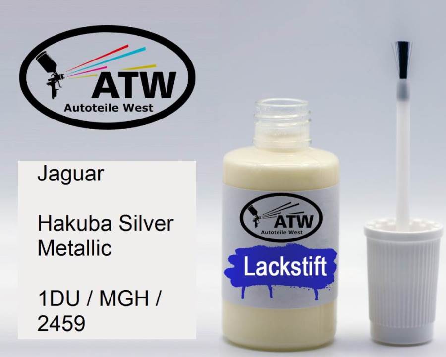 Jaguar, Hakuba Silver Metallic, 1DU / MGH / 2459: 20ml Lackstift, von ATW Autoteile West.
